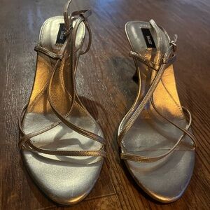Bally Metallic Silver Strappy Kitten Heels